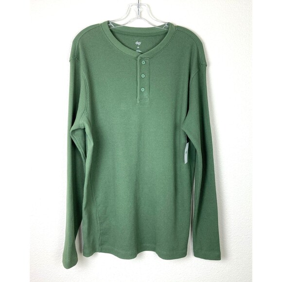 Dip NWT Men's Henley Shirt Size M Green Thermal Waffle Knit Casual - Picture 1 of 5